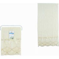 Asciugamano Bagno Viso Piccolo Cotone Morbido Decorato 35x75cm Beige Chiaro 79502