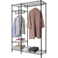 Stand appendiabiti in metallo nero con ripiani 120x45x180 cm