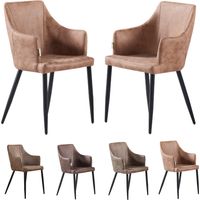 2er-Set Zarah Esszimmersessel – Esszimmerstuhl mit Kunstlederbezug und Metallbeinen für das Esszimmer – Cappuccino