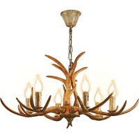 Antler Chandelier, Faux Antler Ceiling Light Vintage Style Chandelier, with 6 Spiral Lamp Holder of E14, Rustic Hanging Lights for Dining Room, Living Room, Bar, Cafe, Corridor