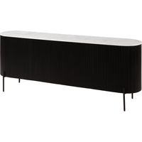 Credenza in legno di Mango 200x40x76 Laccato nero - marmo bianco BARCELONA 102