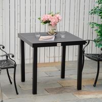Gartentisch für 4 Personen kompakter Esstisch aus pflegeleichtem Aluminium Kunststoff Schwarz 80x80x74cm für Gartenmöbel