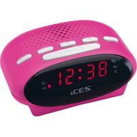 Radio-réveil FM rose avec double alarme et fonction snooze