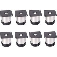 Ahlsen Patas para muebles 8 patas ajustables para muebles de acero inoxidable, altura ajustable de 50 mm, patas de gabinete engrosadas, patas de mesa, patas para muebles, acero inoxidable cepillado, a