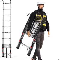 The 4.4-meter telescopic ladder is foldable, with 2 hooks, multifunctional ladder, with a maximum load of 150 kg.