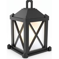 Lanterne LED noire, lanterne décorative LED pour bougie chauffe-plat
