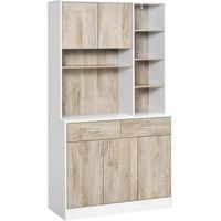 easycomfort mobile buffet dispensa cucina, ante cassetti e vani aperti, 100l x 39p x 181.5acm bianco e legno