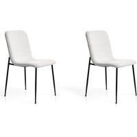 Lot de 2 chaises de salle à manger, Soho en bouclette blanc et métal, 82x43x57 cm