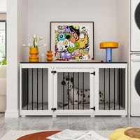 Cage pour chien pour la maison - Cage en bois et métal pour petits chiens - Style meuble avec portes - Charge maximale : 50 kg - 136 x 56 x 70 cm - Design moderne pour l'intérieur