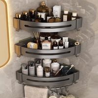 Mensola portaoggetti in alluminio per bagno senza foratura, cestino triangolare da parete, mensola per bagno/terzo piano