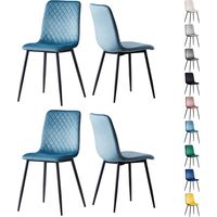 Set of 4 Designer Velvet Fabric Dining Chairs Metal Legs Lexi Chairs LIVID