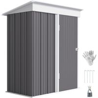 Étagère, avec étagères, avec porte, en acier, gris, pour jardin et terrasse, Abri de jardin, design de mur, porte verrouillable