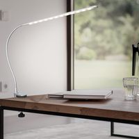 Lampada a LED a morsetto da tavolo lampada da tavolo regolabile argento, metallo, 1x LED bianco caldo, LxH 38x60 cm
