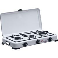 Réchaud à gaz 3 feux 4100W – Brûleurs fonte amovibles – Couvercle et grille robustes – Compatible butane et propane – Intec