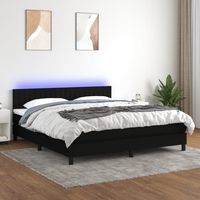 Boxspringbett mit Matratze & LED Schwarz 180x200 cm Stoff vidaXL