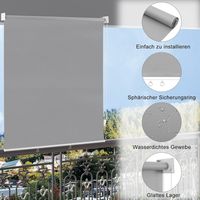 WOLTU Estor Enrollable para Exterior Estor Toldo Vertical Persiana Enrollable para Balcón Ventana Jardín Estor de Privacidad Térmica Opaca Anti UV 100x140 cm Gris