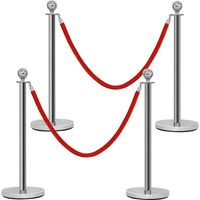 COSTWAY Poteaux de Guidage Barrières de Sécurité Système de Guidage Corde de Guidage pour les Personnes Corde Velours 1, 5m Rouge