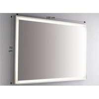 Espejo de pared retroiluminado LED rectangular 100x70 cm grosor 4 mm color aluminio