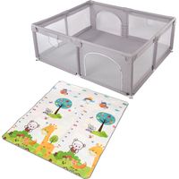 Yongqing – Parc bébé 1,5×1,8m – Tapis de jeu avec 2 anneaux de suspension – Matériau Oxford durable et imperméable – Panneaux en maille respirante