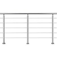 Aica Sanitaire – Garde-corps inox 240cm argenté – 1 main courante Ø42.4mm – 5 traverses Ø10mm – Angle réglable 0-40° – Kit complet pour intérieur et extérieur