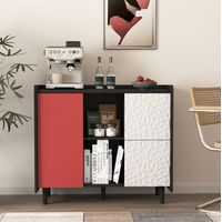 Sideboard Schrank Aufbewahrung 90 cm MDF schwarz OKMYHOME