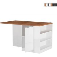 Îlot central avec table pour cuisine moderne 2 portes 160x90x90cm Grover - Blanc - Chêne