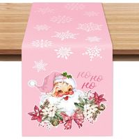 Weihnachtlicher Tischläufer 40 x 140 cm, rosa Weihnachtsmann, rustikale Tischdekoration für Küche, drinnen und draußen