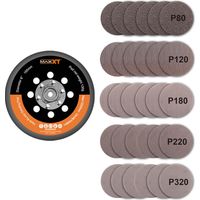 MAXXT 150mm Hook & Loop DA Sander Backing Plate Pad and 30pcs sandpaper, for MAXXT Brushless Orbit Sander R7303