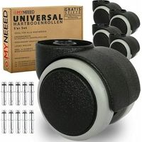 Ruedas duras para suelo de 11 mm para todas las marcas de sillas de oficina - Ruedas résistants sin pasadores para suelos laminados, parqué y baldosas - Antiarañazos y silenciosas