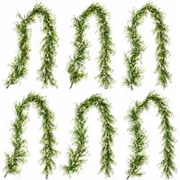 Pack of 6 x 170cm Artificial White Flowering Greenery Garland Hanging Decoration - Premium Quality