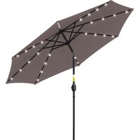 Parasol de terrasse, gris, Ø265 cm, éclairage LED, pour jardin terrasse, ombrage extérieur, jardin terrasse patio