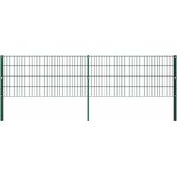 Panneau de clôture avec poteaux Clôtures de jardin Panneau de clôture Fer 3,4 x 0,8 m Vert 34342
