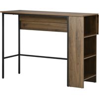 Ilot central de bar avec plateau latéral rabattable et 3 étagères, 120 x 76 x 91,4 cm, marron