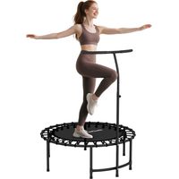 Rebounder-Trampolin, 5-stufig verstellbarer Griff, Workout-Trampolin, Schwarz