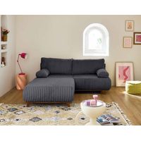 Cristal - 3-sitzer sofa - schlaffunktion und bettkasten und großer sitzsack - großer geripptem cord - anthrazitgrau
