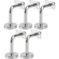 Lot de 5 Support Main Courante Inox - Murale Supports de Main Courante pour Escalier Exterieur Intérieur, Rampe Escalier Bois, Rail D'escalier (6x8x5cm/2.7x3.1x2.0in)