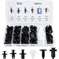 100 clips para molduras de carrocería de coche, remaches de plástico, clips universales de nailon negro para parachoques de coche.