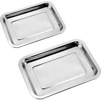 Baking Tray - Stainless Steel 304 - 27 x 20 x 2 cm and 32 x 22 x 2 cm - Oven Tray and Medical Instrument Tray - 2 pcs