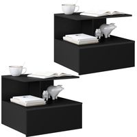 WOLTU Nachtschrank schwebender 2er Set, Nachttisch hängend, Nachtkästchen, offenem Fach, Wandkonsole Hängeschrank, Nachtkommode Wandschrank, aus Holzwerkstoff, 40x31x35cm, Schwarz