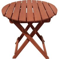 Kleiner Gartentisch Holz Beistelltisch Balkontisch klein rund, klappbar Eukalyptus 100% FSC geölt, DxH 45x50 cm