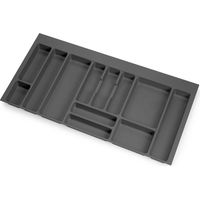 Emuca – Plateau à couverts 936x482 mm gris anthracite – 12 compartiments – Compatible avec tiroirs 1000 mm – Découpable pour ajustement