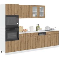 Vidaxl – Ensemble de 7 meubles de cuisine Lyon en chêne artisanal – Matériau stable et durable – Pieds réglables – Grand espace de rangement