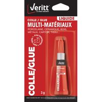 Colle multi-matériaux - VERITT Glue Multi-Mat Liquide - Multi-matériaux - 3 g - Prise instantanée