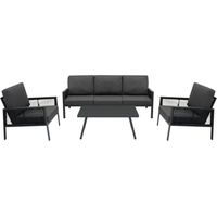 Outdoor Aluminium 4-teiliges Möbelset Garten Sofa Tisch Stühle Anthrazitgrau