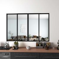 Aica Sanitaire – Cloison verrière coulissante en aluminium noir – L183xH108cm, 4 panneaux en verre trempé 4mm – Séparation élégante cuisine/salon