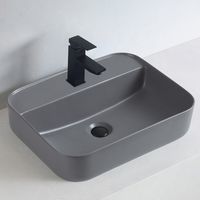 BERNSTEIN - Vasque à poser Rectangulaire Céramique 50x40x13cm Gris mat, sans bonde pop-up - KW8085