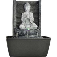 Fontaine d'intérieur Bouddha méditation 26 cm – Éclairage LED multicolore – Matériau polyrésine – Ambiance Feng Shui apaisante – Zen Light