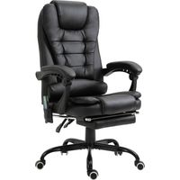 Vinsetto Bürostuhl mit Massagefunktion, ergonomischer Chefsessel mit Liegefunktion, höhenverstellbar drehbar Schreibtischstuhl mit Fernbedienung, Seitentasche, Kunstleder, Schwarz