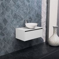 Inda - Badezimmerschrank 1 Schublade B.80 mit Aufsatzwaschbecken / Mattweiß - Smeraldo