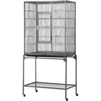 Yaheetech – Cage pour oiseaux 81 x 47 x 160 cm – Volière sur roulettes avec support détachable – Métal résistant à la rouille – 6 portes de nidification